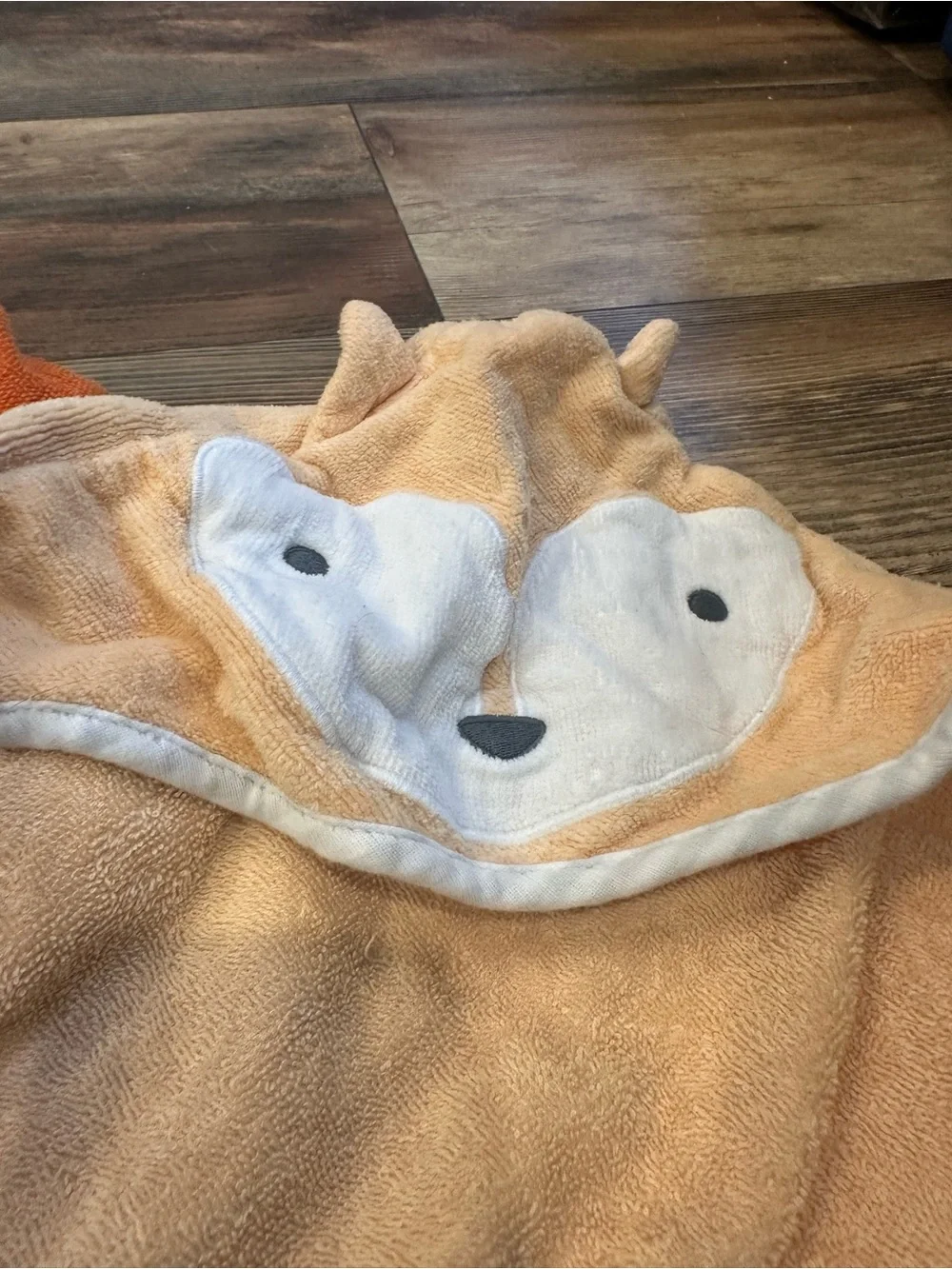 Fox Hooded Baby and Toddler Towels in Orange and Cream 100% Cotton